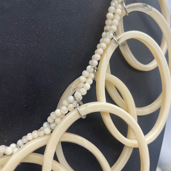 Vintage Beaded Oval Statement Necklace - Picture 3 of 5